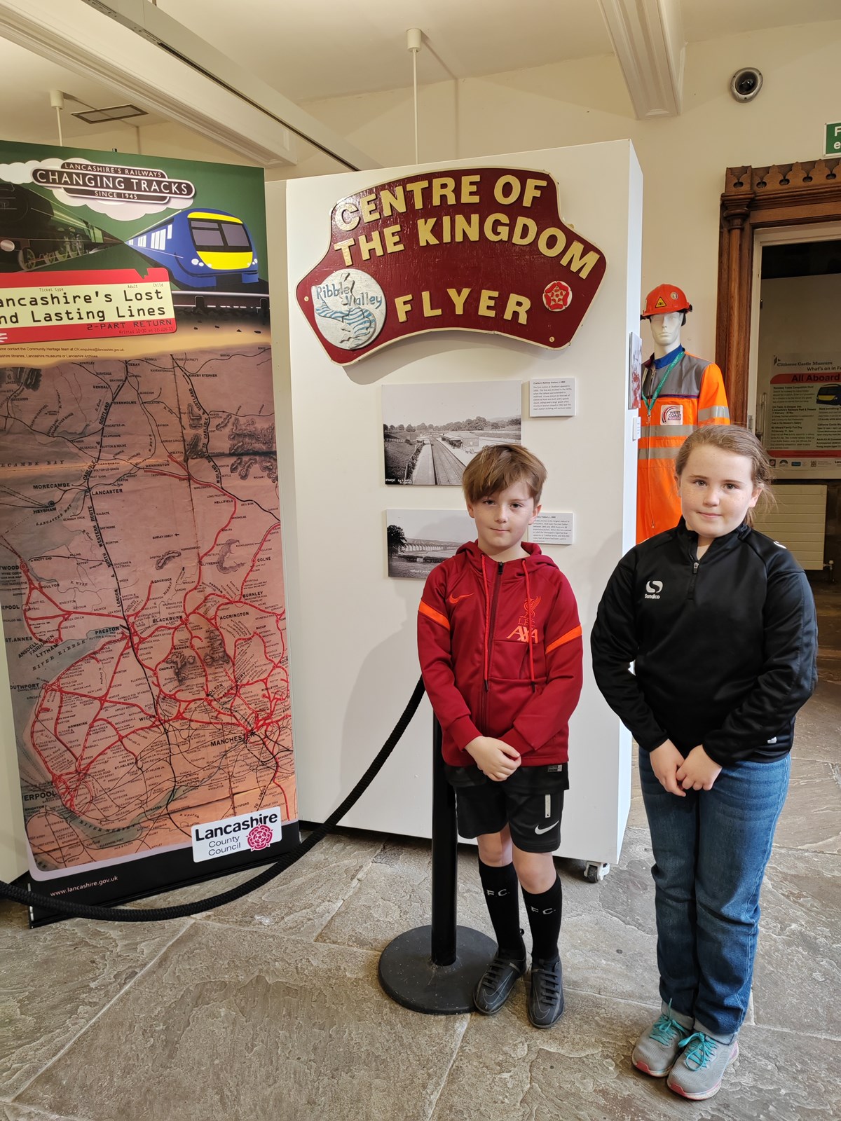 Alice and Joseph pose at the On Track exhibition