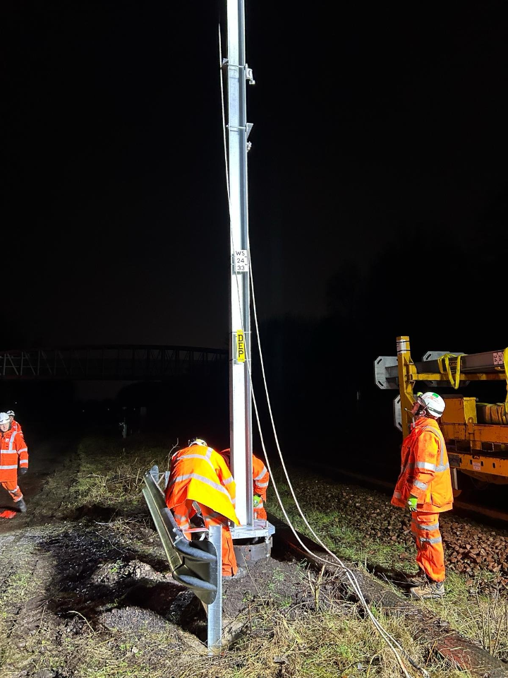 First OLE installation for Wigan to Bolton electrification