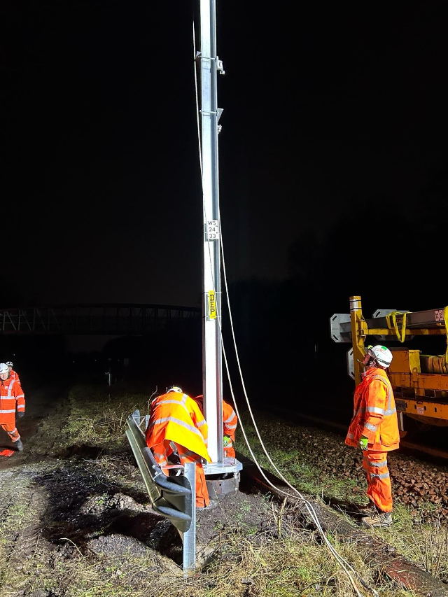 First OLE installation for Wigan to Bolton electrification: First OLE installation for Wigan to Bolton electrification