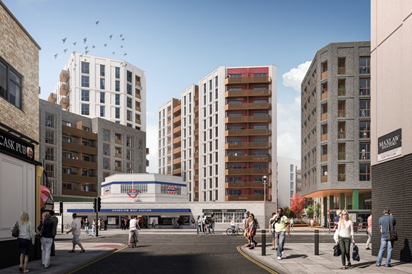 TfL Press Release - Plans for 348 new affordable homes next to Hounslow West Tube station given the go-ahead: Copyright - A2Dominion Group -  Hounslow West Proposals 1005 CGI FINAL
