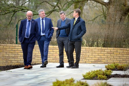 Cllr Shaun Turner, Lancashire County Council's Cabinet Member for Environment and Climate Change, James Eager, Construction Director of Eric Wright Construction, Cllr John Ibison, of Wyre Borough Council and Darren Clayton, Eric Wright Partnerships Project Coordinator,  pictured from left to right at the new care home at Bowgreave Rise in Garstang