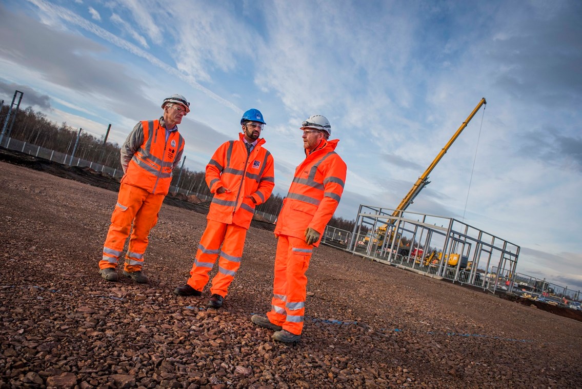 Millerhill-3: Mr Yousaf with Morgan Sindall project manager Richard Wild (left) and Network rail programme manager Paul Reilly (Right)