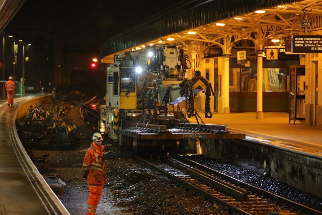 Transporting track panels at Cardiff Central station