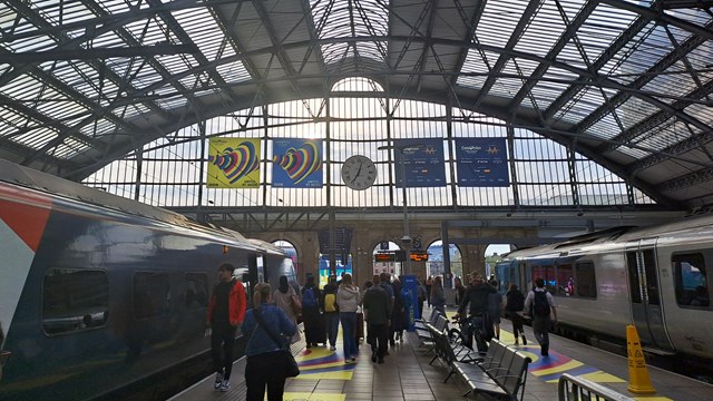 Liverpool Lime Street from platform 8 and 9 during Eurovision: Liverpool Lime Street from platform 8 and 9 during Eurovision