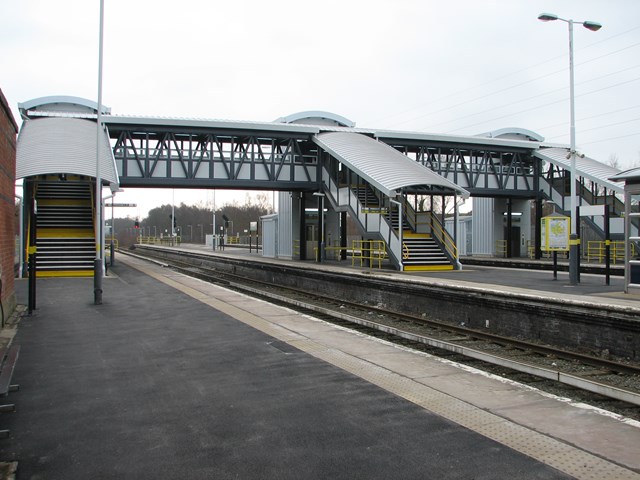 Hooton Access for All: The new stairs, lifts and overbridge at Hooton station, officially opened on 4 March 2011