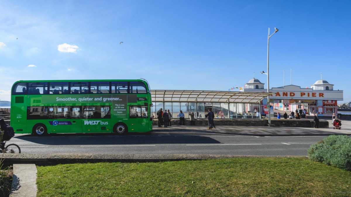 Electric bus Weston seafront @JonCraig Photos cropped