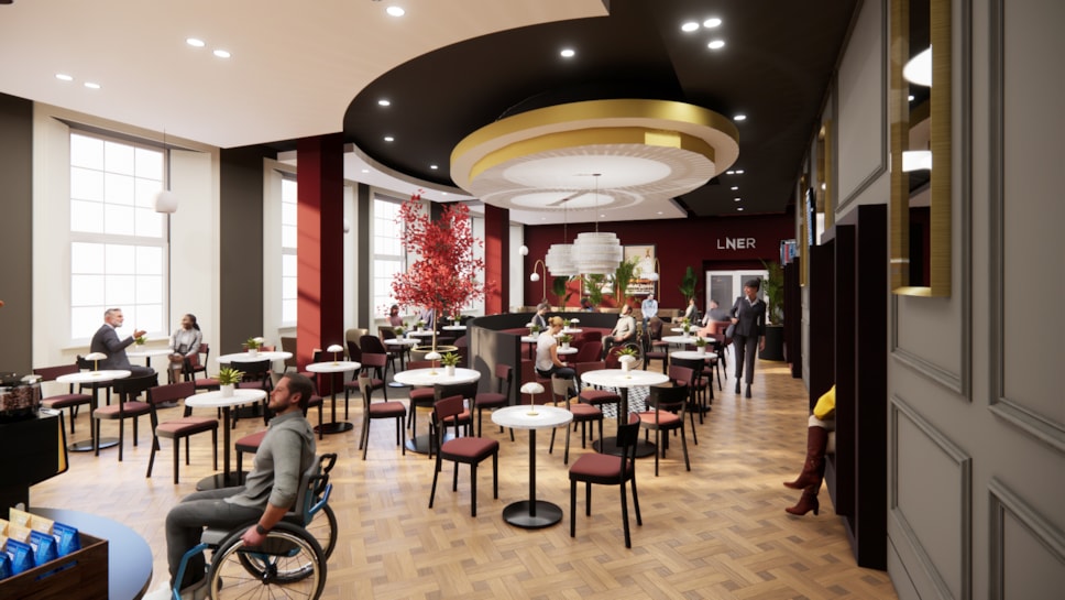 Main seating area in the revamped LNER First Class Lounge at King's Cross