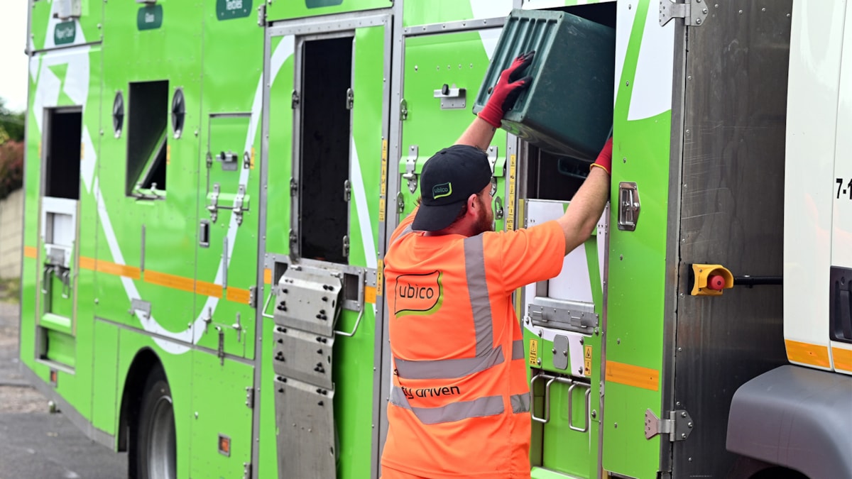 Ubico loading a recycling vehicle