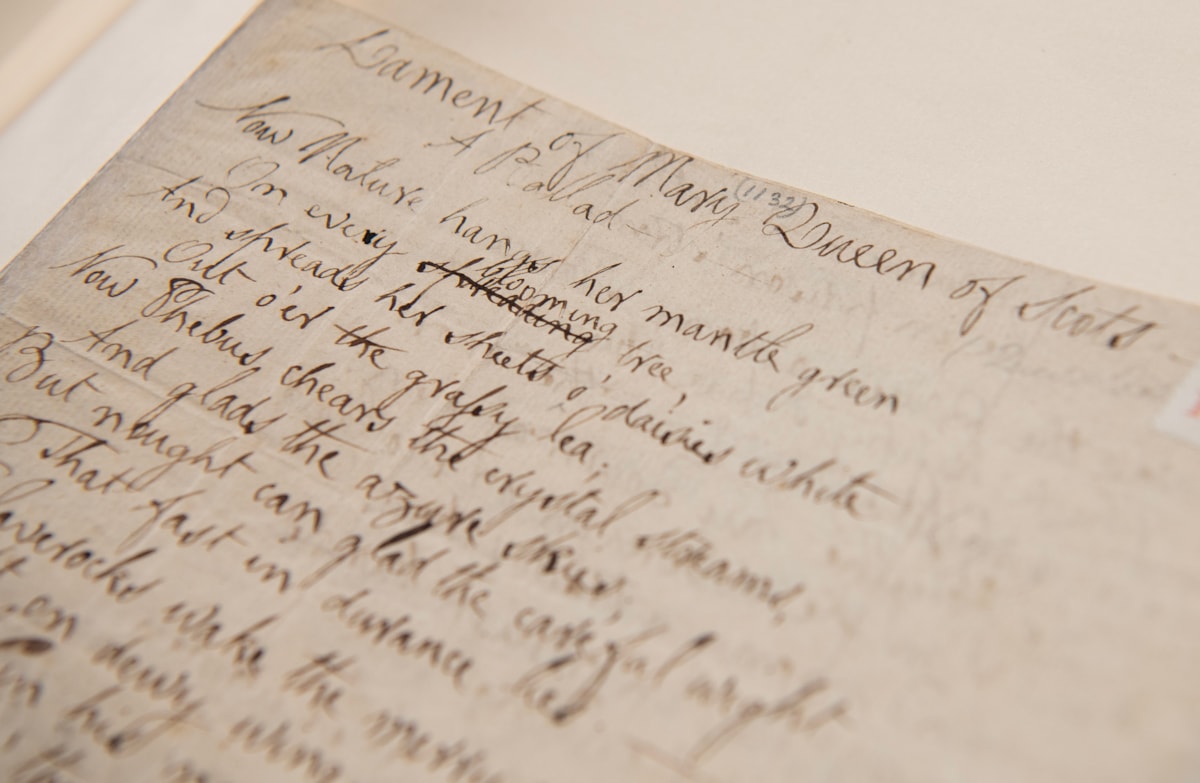 A close-up of Robert Burns' manuscript for ‘Lament of Mary, Queen of Scots, On the Approach of Spring’ 
Credit: National Library of Scotland
