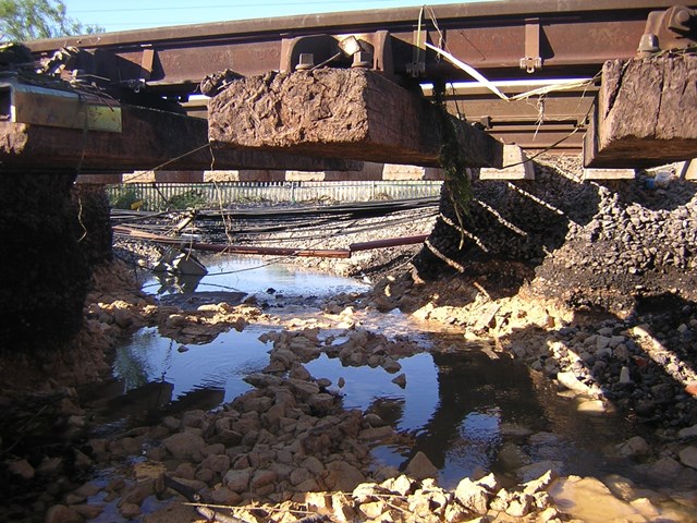 Damage at Adwick: Damage caused by floodwater on Leeds- Doncaster line