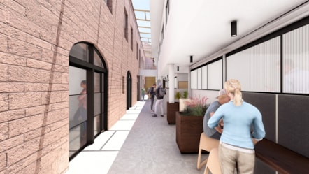 CGI image of inside proposed University of Cumbria Carlisle Citadels campus