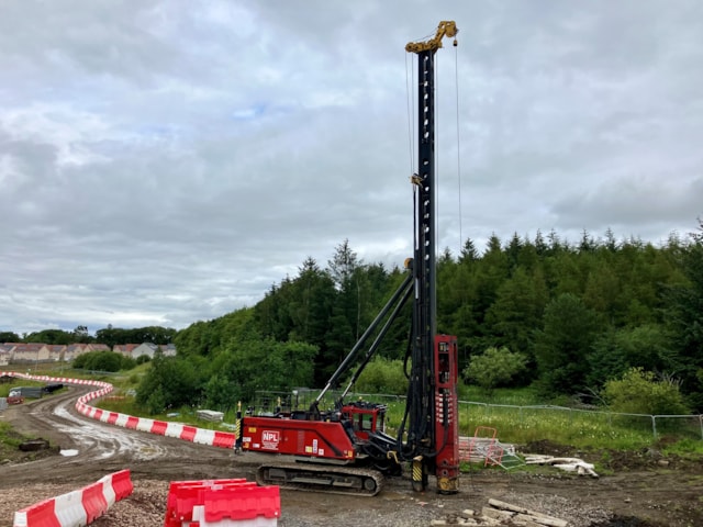 Electrification project lays firm foundations at new Hairmyres station: Piling Rig.1