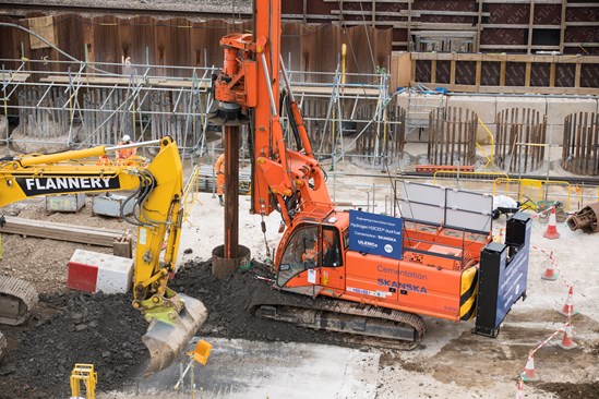 World first as HS2 trials dual-fuel piling rig on London site-3: ULEMCo and Cementation Skanska have brought hydrogen dual-fuel to install piles on the HS2 site in London, cutting the use of tradition fuel by 36%.

This is the first deployment of a dual-fuel hydrogen rig – installing four piles to a depth of 30 metres.