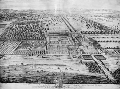 Green Libraries Week: Photograph of an engraving of Temple Newsam by Kip and Knyff was sent to the Parks department by Miss Kitson from the original at Temple Newsam. Johannes (Jan) Kip and Leonard Knyff were Dutch draughtsmen, engravers and painters in the late 17th/early 18th centuries who specialised in engraved views of English country houses. This was one of many featured in their 