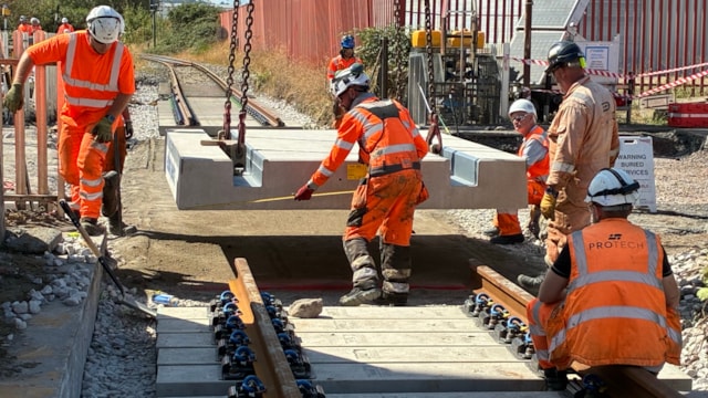 Trains running again on the Severn Beach line following essential rail maintenance work in the Bristol area: Replacing Avonmouth Level Crossing