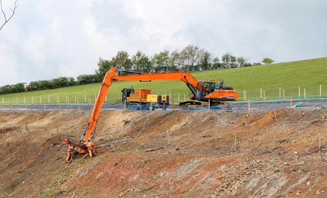 Diggers in action at Arley cutting strengthening work
