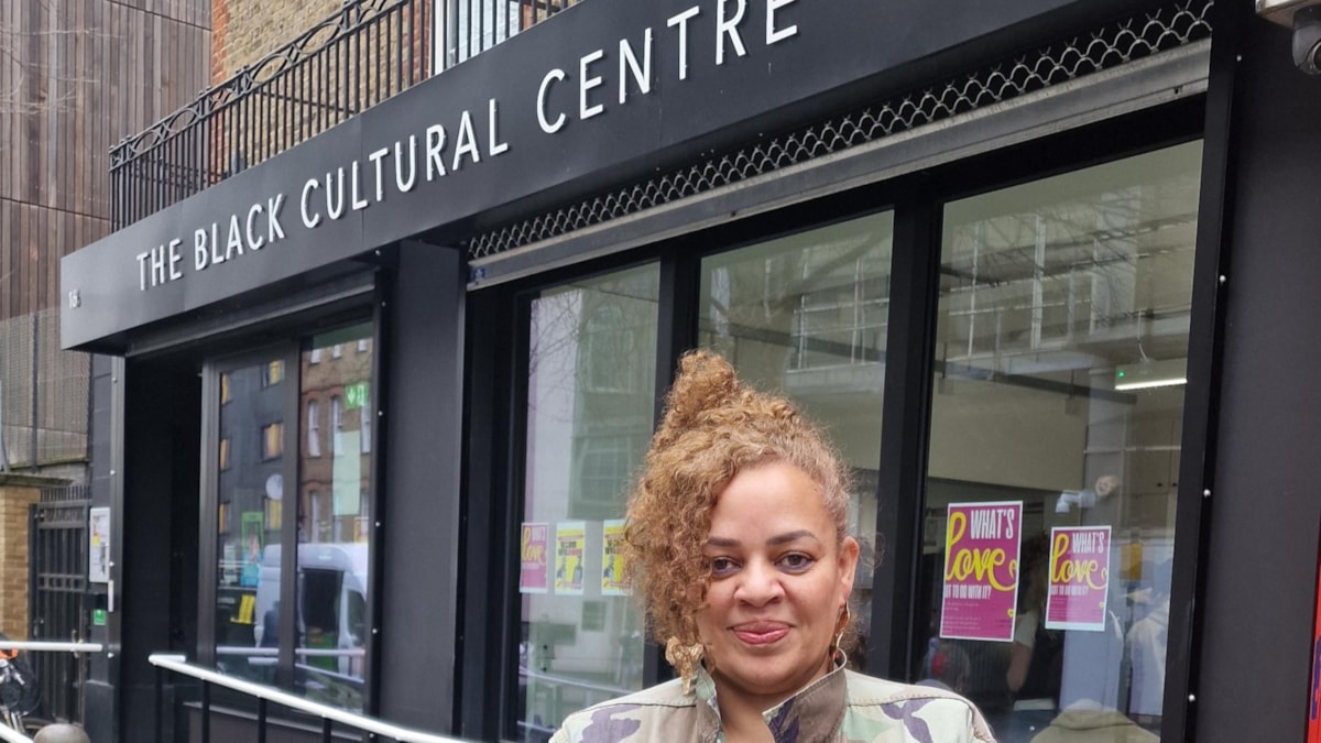 Ali Kakande, Founder of Carib Eats stood outside the Black Cultural Centre cropped