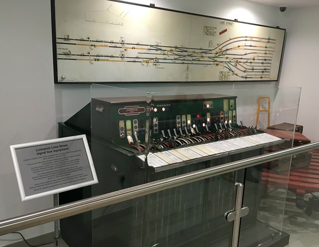 Liverpool Lime Street signal box equipment: Original ‘miniature lever frame’ equipment from Liverpool Lime Street signal box, which opened in January 1948.