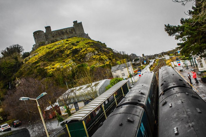 Harlech station and castle