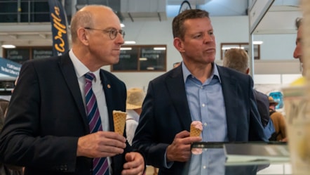 First Minister and Cabinet Minister for Rural Resilience and Sustainability pictures at the Royal Welsh Show food hall yesterday 20.07.26