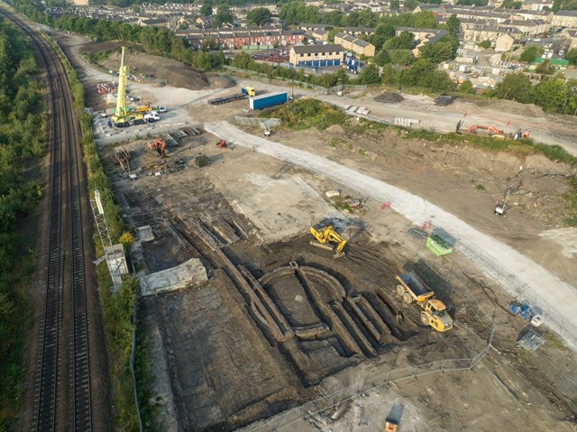 Aerial shot of the newly-discovered railway sidings at Hillhouse