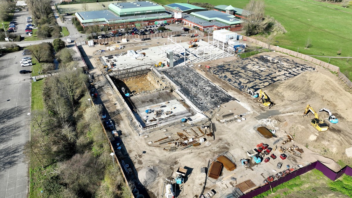 Drone footage of the new Rivermead in progress