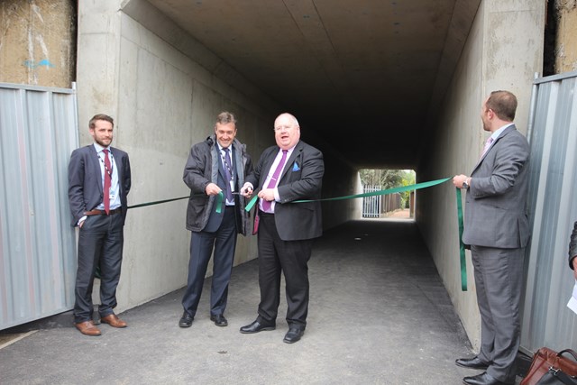 Brentwood and Ongar MP (and Communities Secretary) Eric Pickles opens the new underpass at Ingatestone