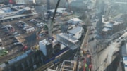 New Footbridge lowered into Surrey Quays station 3: New Footbridge lowered into Surrey Quays station 3