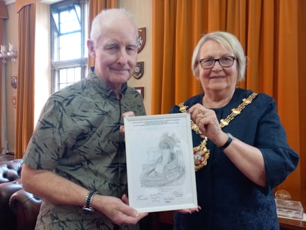 Mayor of Dudley with artist Roger Dean