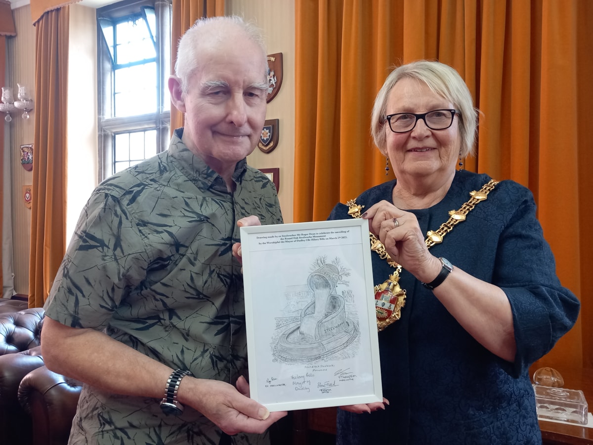 Mayor of Dudley with artist Roger Dean