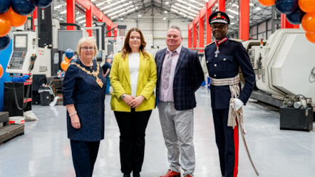 Mayor of Dudley Cllr Hilary Bills, Jorjia Richardson, Andy Richardson and Lord-Lieutenant of WM Derrick Anderson CBE