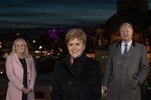l-r Scottish National Investment Bank CEO Eilidh Mactaggart, First Minister of Scotland Nicola Sturgeon, Bank Chair Willie Watt 2