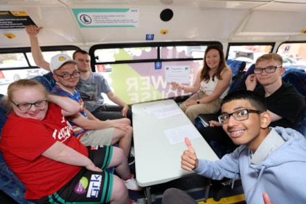 Students in the 'classroom' on the bus2