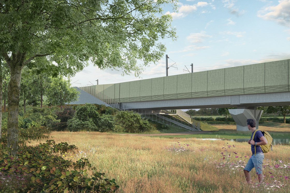 Balsall Common Viaduct abutment - green parapet with pattern