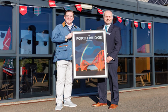 Dean Banks and Graeme McKinnie, LNER Regional Station Manager at Leuchars First Class Lounge