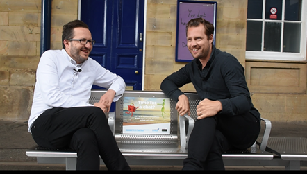 Robin Hewings and Max Dickins at Huddersfield Station