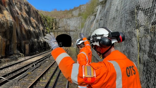 Workers on track at Dove Holes Tunnel Easter 2026: Workers on track at Dove Holes Tunnel Easter 2026