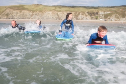 Surfing at Perran Sands