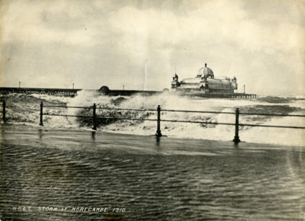 Storm at Morecambe Pier West End circa 1900