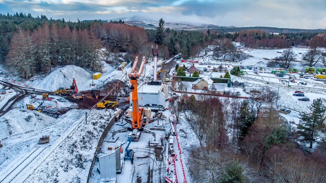 Lynebeg rail bridge successfully installed on Highland Mainline: Possession aerial