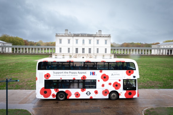 TfL partners with Royal British Legion to commemorate 20 years of London Poppy Day: TfL Image -  Wrapped bus for Poppy Day