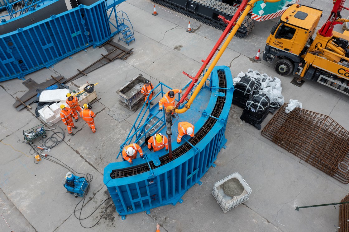 Preparing to cast a tunnel segment at the Stanton factory in Ilkeston, Derbyshire.: Preparing to cast a tunnel segment at the Stanton factory in Ilkeston, Derbyshire.