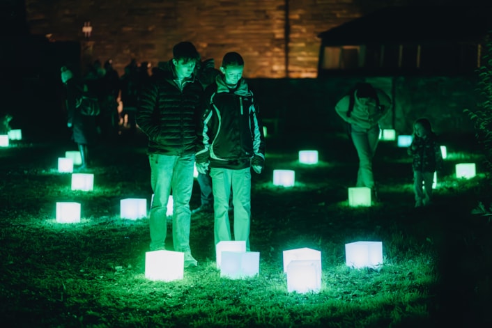 IDLYA @calamarcreative The Matter of the Hearts: For the installation called The Matter of the Hearts, created by idontloveyouanymore, a collection of local residents will be wearing a heart monitor for the duration of Light Night Leeds. Each person has a corresponding lightbox in the artwork that will flash in time with their beat, and wherever t