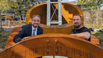 Cllr Paul Bradley and fabricator Vince Thompson at the monument site in Brierley Hill