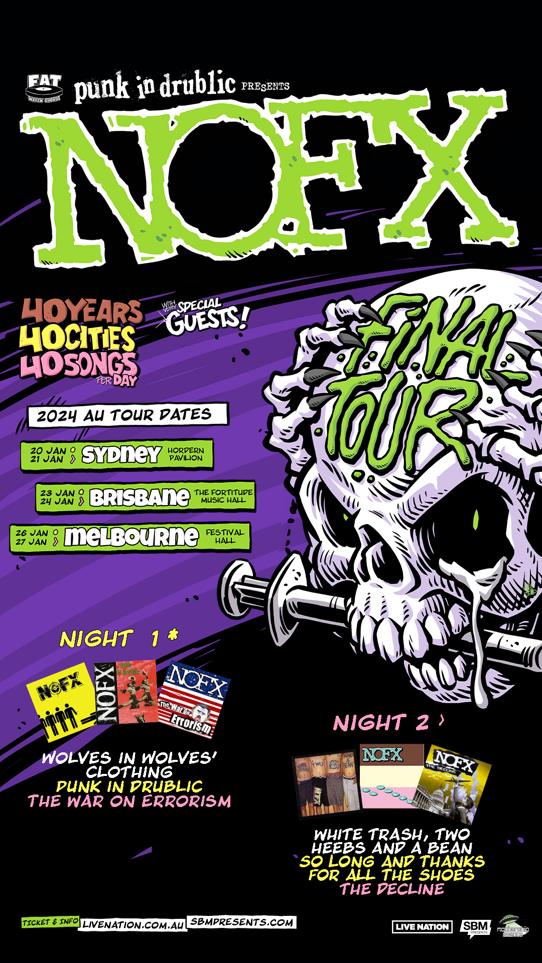 NOFX Final Tour: 40 Years 40 Cities 40 Songs Hitting