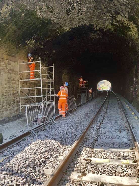 Stalybridge Tunnel gauging Greater Manchester electrification work