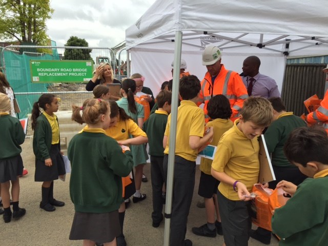 St Nicolas School pupils at Boundary road