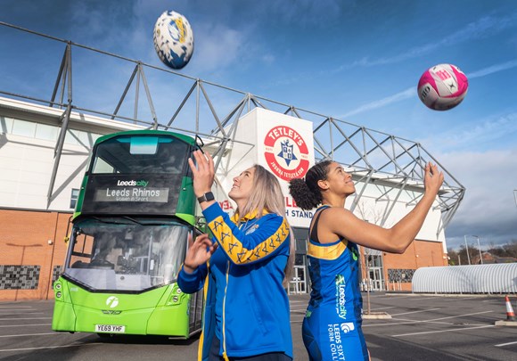 Caitlin Beevers (left) of rugby squad and Rhea Dixon from netball team.