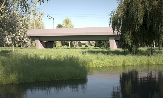 Artist's impression of the Thame Valley Viaduct in ten years time-4: Tags: Thame Valley, viaduct, CGI, artist's impression, EKFB