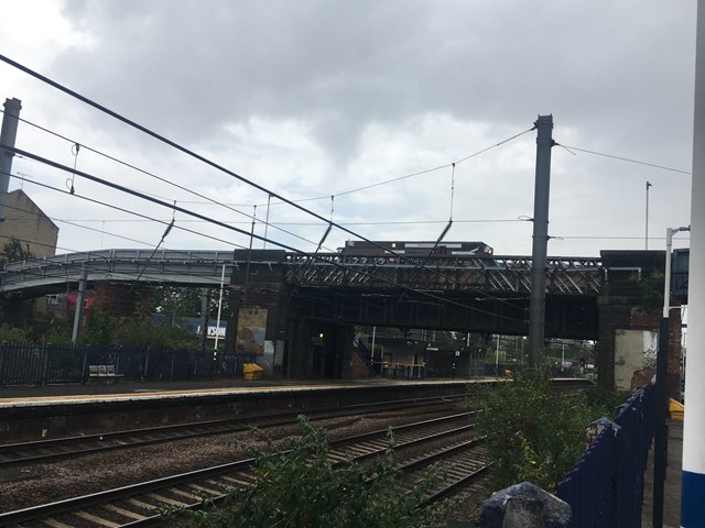 Harringay station footbridge and ticket office